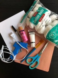 Supplies for DIY Easter bunny craft