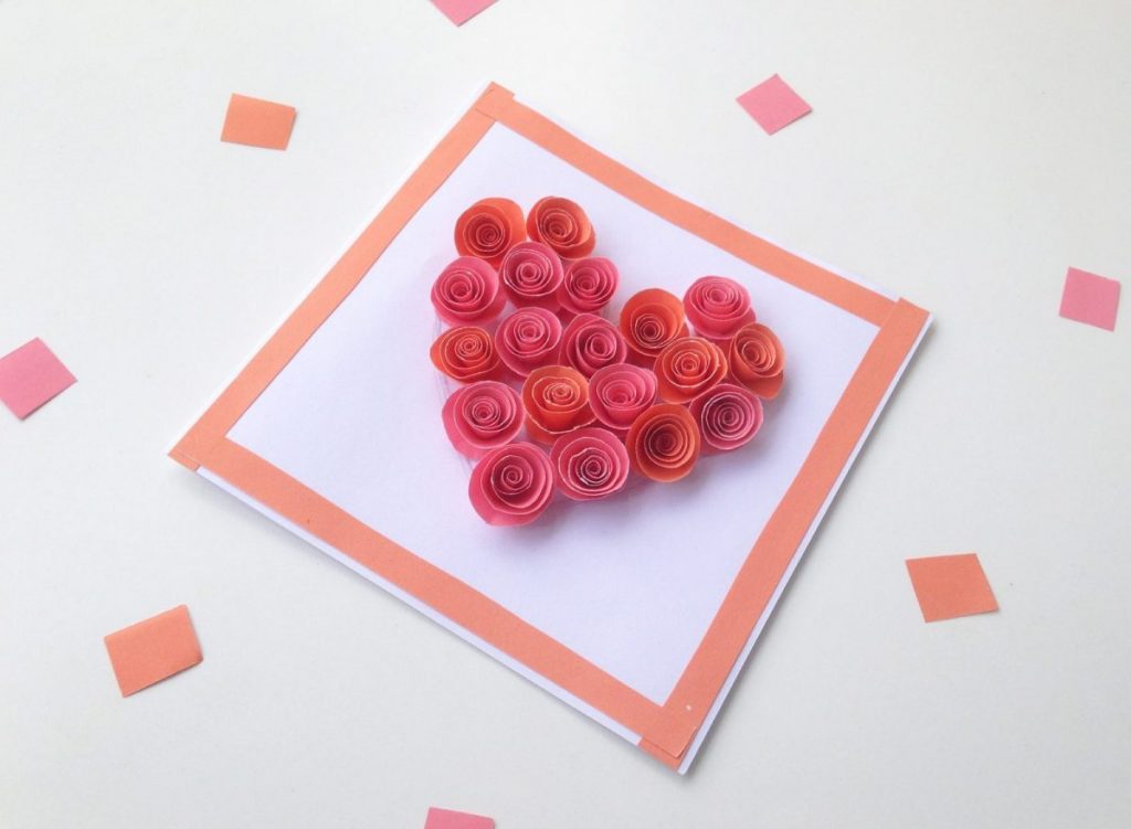 ROse filled heart shaped card