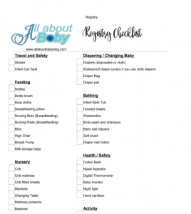 free baby registry checklist