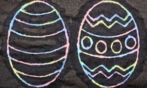 raised salt watercolor painting easter eggs