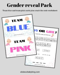 free gender reveal printable pack