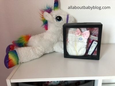 Finished baby memory shadow frame