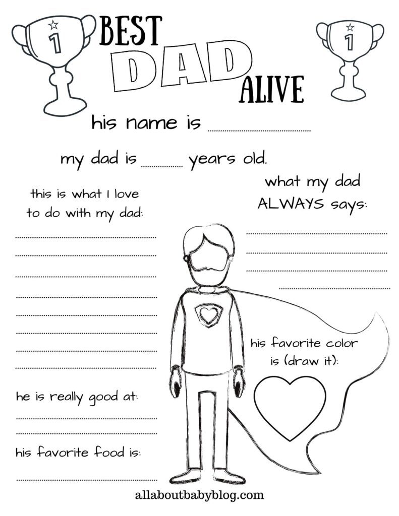 Father's Day questionnaire free printable (and coloring pages) 2024 ...