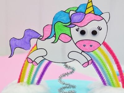 paper plate flying unicorn craft