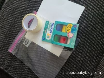 Supplies to make painting without mess for baby and toddler