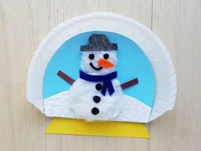 Winter themed snow globe paper plate