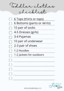 Toddler basic clothes checklist