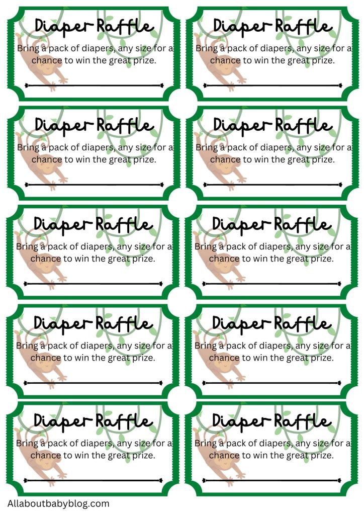 Jungle diaper raffle tickets