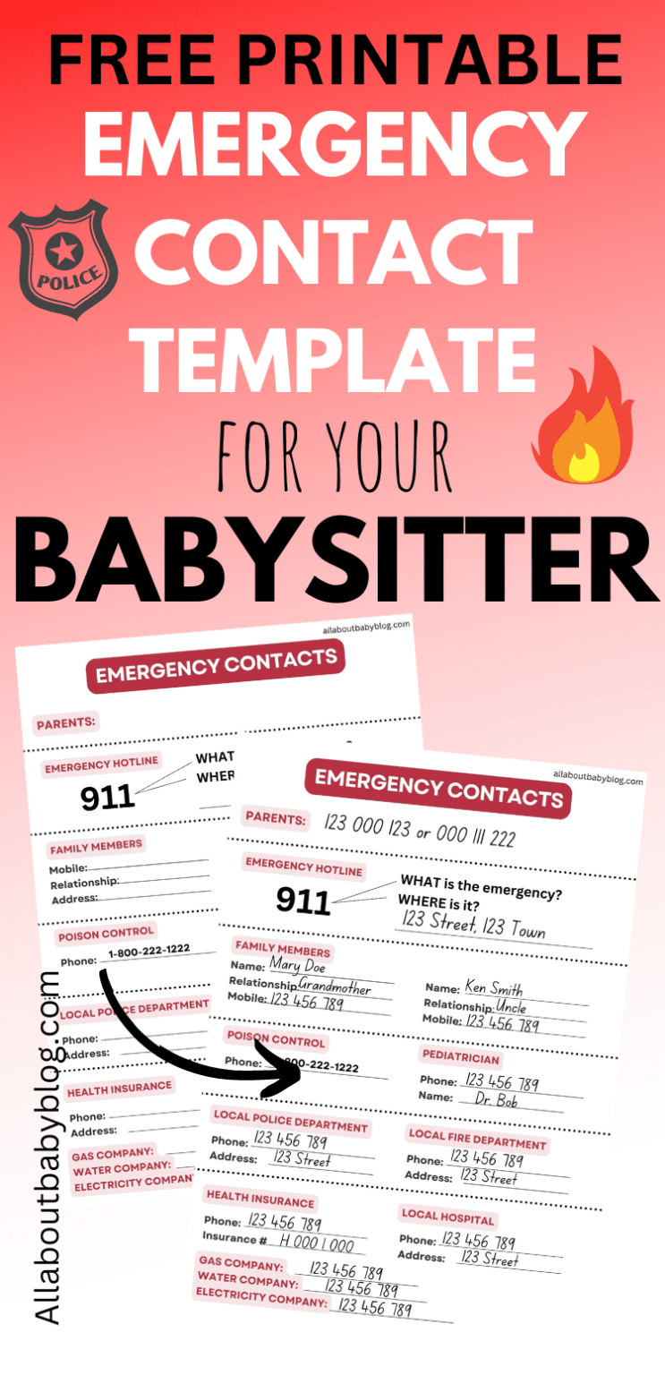 Emergency contact sheet for the babysitter (with free template) - All ...