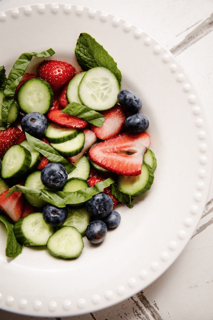 salad with strawberry and cucumber
